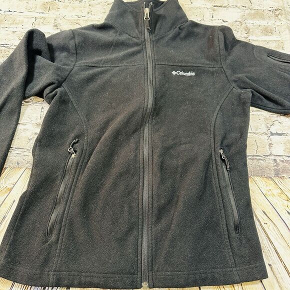 Columbia Fleece Womens Medium Black Full Zip Mock Neck Sweatshirt Outdoor - Picture 2 of 11